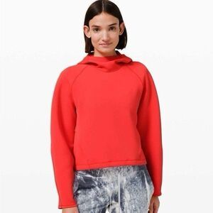 Lululemon AirWrap Hoodie Womens Size 10 Pink Punch Cropped Pullover Stretch